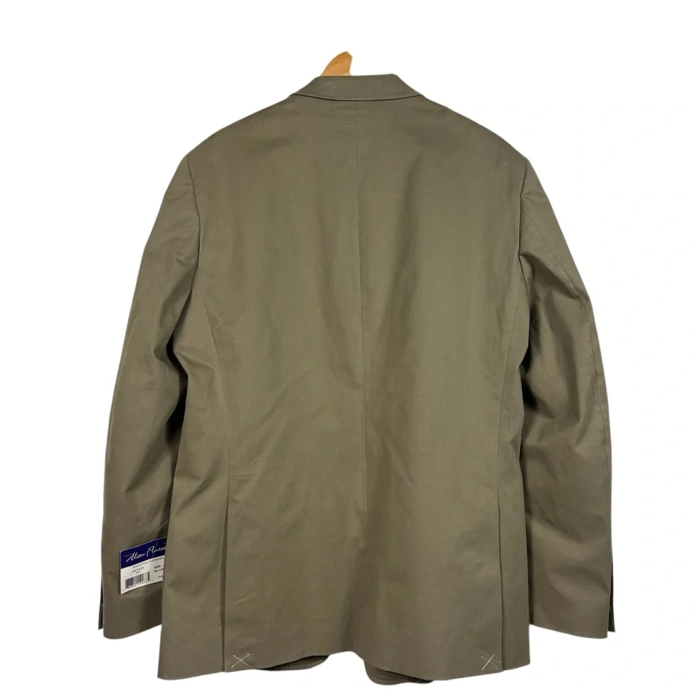 Alan Flusser NWT Khaki Cotton Blend Blazer Jacket Sport Coat Classic Fit Men 44L